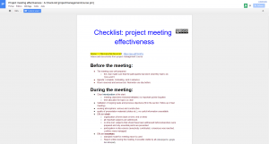 Project meeting effectiveness A Check-list projectmanagementcourse-pm-Google-Docs